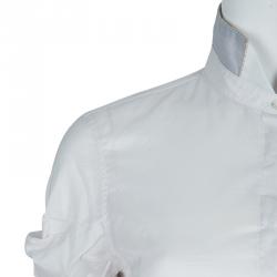 Pre Owned Brunello Cucinelli White Short Sleeve Top L