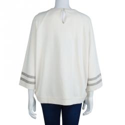 Pre Owned Brunello Cucinelli Beige Embellished Sleeve Sweatshirt L