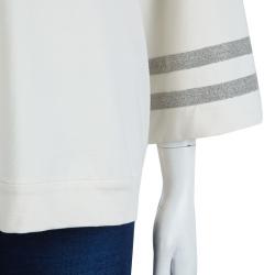 Pre Owned Brunello Cucinelli Beige Embellished Sleeve Sweatshirt L
