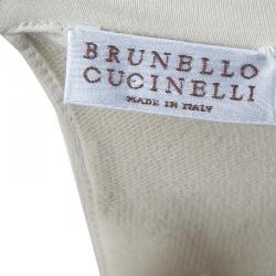 Pre Owned Brunello Cucinelli Beige Embellished Sleeve Sweatshirt L