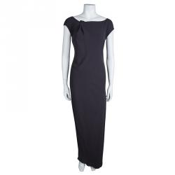 Brunello Cuccinelli Grey Silk Draped Sleeveless Maxi Dress M