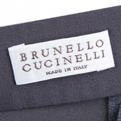 Brunello Cuccinelli Grey Silk Draped Sleeveless Maxi Dress M