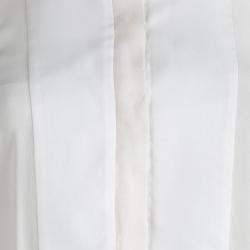 Pre Owned Brunello Cucinelli Cream Silk Yoke Detail Long Sleeve Blouse S