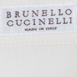 Pre Owned Brunello Cucinelli Cream Silk Yoke Detail Long Sleeve Blouse S