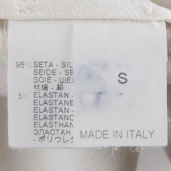 Pre Owned Brunello Cucinelli Cream Silk Yoke Detail Long Sleeve Blouse S