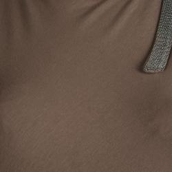 Pre Owned Brunello Cucinelli Brown Jersey Embellished Neck Detail Sleeveless Top S