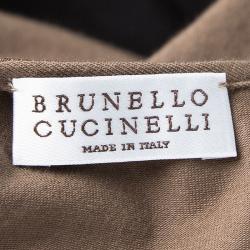 Pre Owned Brunello Cucinelli Brown Jersey Embellished Neck Detail Sleeveless Top S