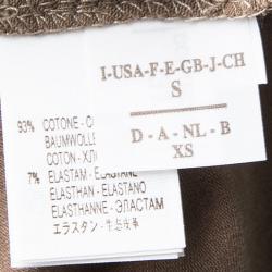 Pre Owned Brunello Cucinelli Brown Jersey Embellished Neck Detail Sleeveless Top S