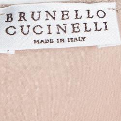 Pre Owned Brunello Cucinelli Beige Silk Bead Detail Sleeveless Top L