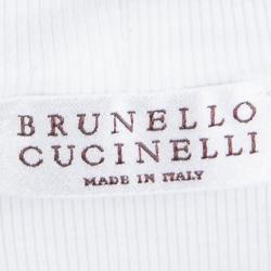 Pre Owned Brunello Cucinelli White Rib Knit Beaded Neckline Detail Sleeveless Top 3XL