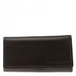 Pre Owned Burberry Dark Brown Leather 4 Key Case Holder
