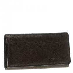 Pre Owned Burberry Dark Brown Leather 4 Key Case Holder
