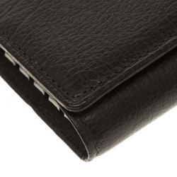 Pre Owned Burberry Dark Brown Leather 4 Key Case Holder
