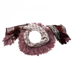 Pre Owned وشاح بربري برورسوم صوف جاكارد نقشة إلدربري وردي 