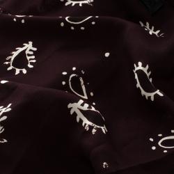 Pre Owned Burberry Prorsum Burgundy Elderberry Floral Printed Silk Square Fringe Scarf
