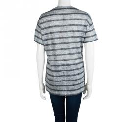 مملوكة مسبقًا Burberry Brit Grey Striped Linen T-Shirt M