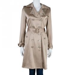 مملوكة مسبقًا Burberry Taupe Silk Long Trench Coat S