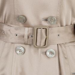 مملوكة مسبقًا Burberry Taupe Silk Long Trench Coat S
