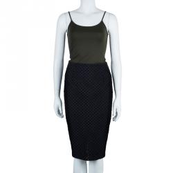 Pre Owned Burberry Black Textured Pencil Skirt S