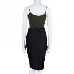 Pre Owned Burberry Black Textured Pencil Skirt S