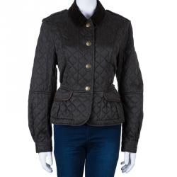Pre Owned Burberry Brit Grey Quilted Short Jacket L
