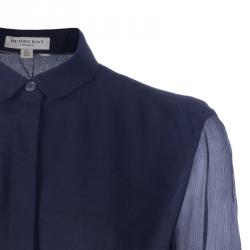 مملوكة مسبقًا Burberry Black Silk Button Down Top M