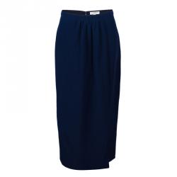 Pre Owned Burberry Navy Blue A-Line Skirt M