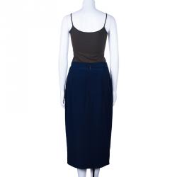 Pre Owned Burberry Navy Blue A-Line Skirt M