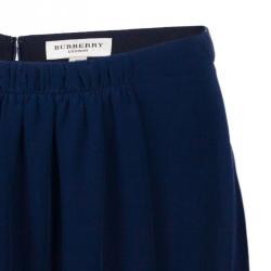 Pre Owned Burberry Navy Blue A-Line Skirt M