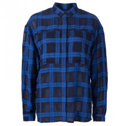 مملوكة مسبقًا Burberry Blue/Black Check Cotton Shirt L