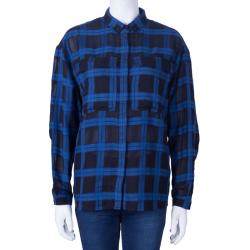 مملوكة مسبقًا Burberry Blue/Black Check Cotton Shirt L