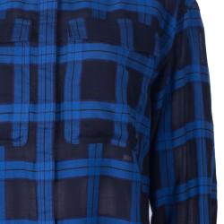 مملوكة مسبقًا Burberry Blue/Black Check Cotton Shirt L