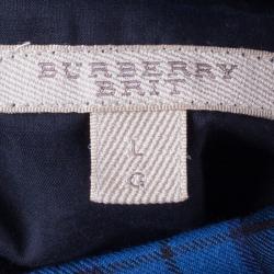 مملوكة مسبقًا Burberry Blue/Black Check Cotton Shirt L