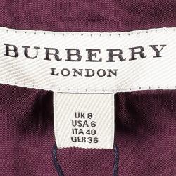 Pre Owned Burberry Burgundy Lace Sleeveless Dress S