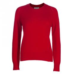 Pre Owned Burberry Red Crewneck Cashmere Knit Sweater M