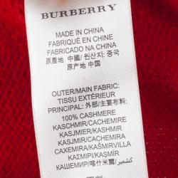 Pre Owned Burberry Red Crewneck Cashmere Knit Sweater M