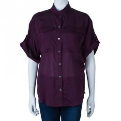 Pre Owned توب بربري بريت مقلم بنفسجي L