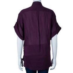 Pre Owned توب بربري بريت مقلم بنفسجي L