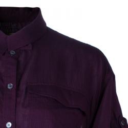 Pre Owned توب بربري بريت مقلم بنفسجي L