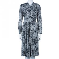 Pre Owned Burberry Grey Leopard Print Dress M