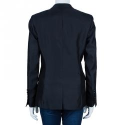 Pre Owned بليزر بربري حرير أسود مجسم M