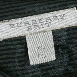 مملوكة مسبقًا قميص بربري بريت ميليتري أزرار أخضر مخطط XL