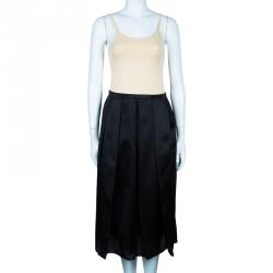 Pre Owned Burberry Black Silk Knee-length Skirt M