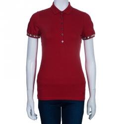 Pre Owned تيشيرت بربري بريت بولو أحمر S