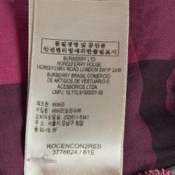 مملوكة مسبقًا قميص بربري كم طويل كاروهات نوفاتشيك أزرار أمامية قطن وردي M