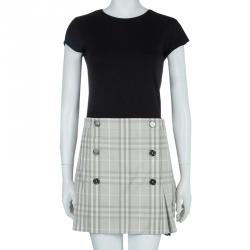 Pre Owned Burberry Novacheck Wraparound Pleated Mini Skirt M