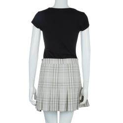 Pre Owned Burberry Novacheck Wraparound Pleated Mini Skirt M