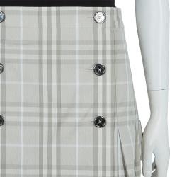 Pre Owned Burberry Novacheck Wraparound Pleated Mini Skirt M