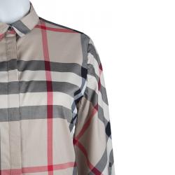 Pre Owned Burberry Brit Beige Novacheck Button Down Long Sleeve Cotton Shirt M