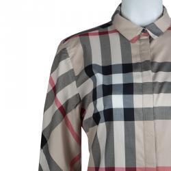 Pre Owned Burberry Brit Beige Novacheck Button Down Long Sleeve Cotton Shirt M